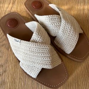 Chloe woody crochet sandal in beige size 39/8.5 like new